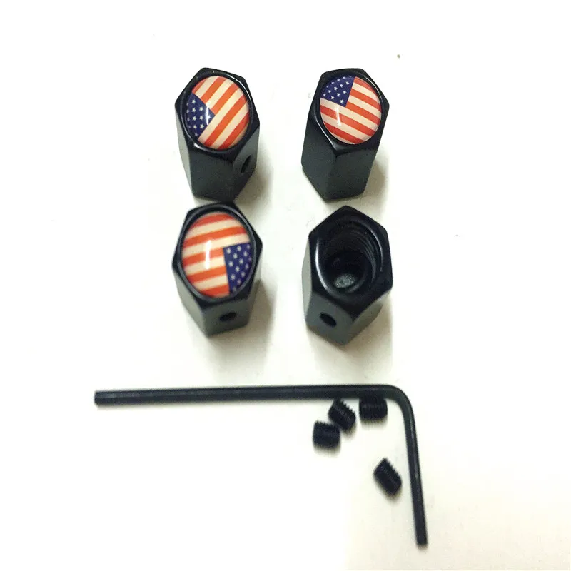 4pcs/Lot Car America Flag Anti-theft Stainless Steel Tire Valves Cap Wheel Dust Cover Caps For S-eat A-udi S-koda Accessories