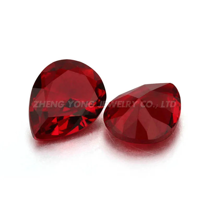 Factory Price Pear Shape 2x4mm--5x7mm Synthetic Red Loose Glass Gemstone in Free Shipping