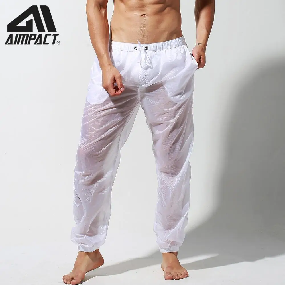 

Desmiit Sexy Transparent Beach Pants for Men Light Weight Fast Dry Summer Beach Joggers Holiday Beachwears DT85