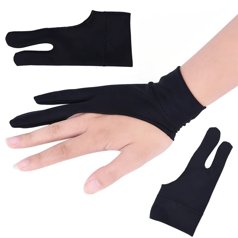 Black Free Size  For Rht And Left Hand  Artist Drawing Glove For Any Graphics Drawing Tablet Black 2 Finger Anti-fouling,both