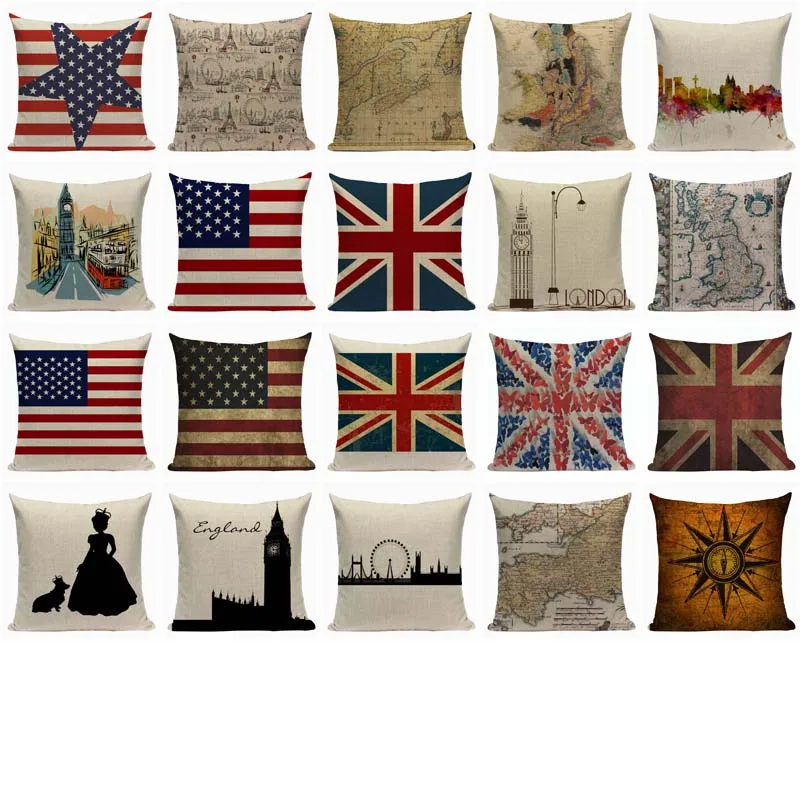 Stripe usa English  union jack  American Flag Throw Pillow Cases 45Cmx45Cm Square Top King Size Bed Printing Cushions Pillow