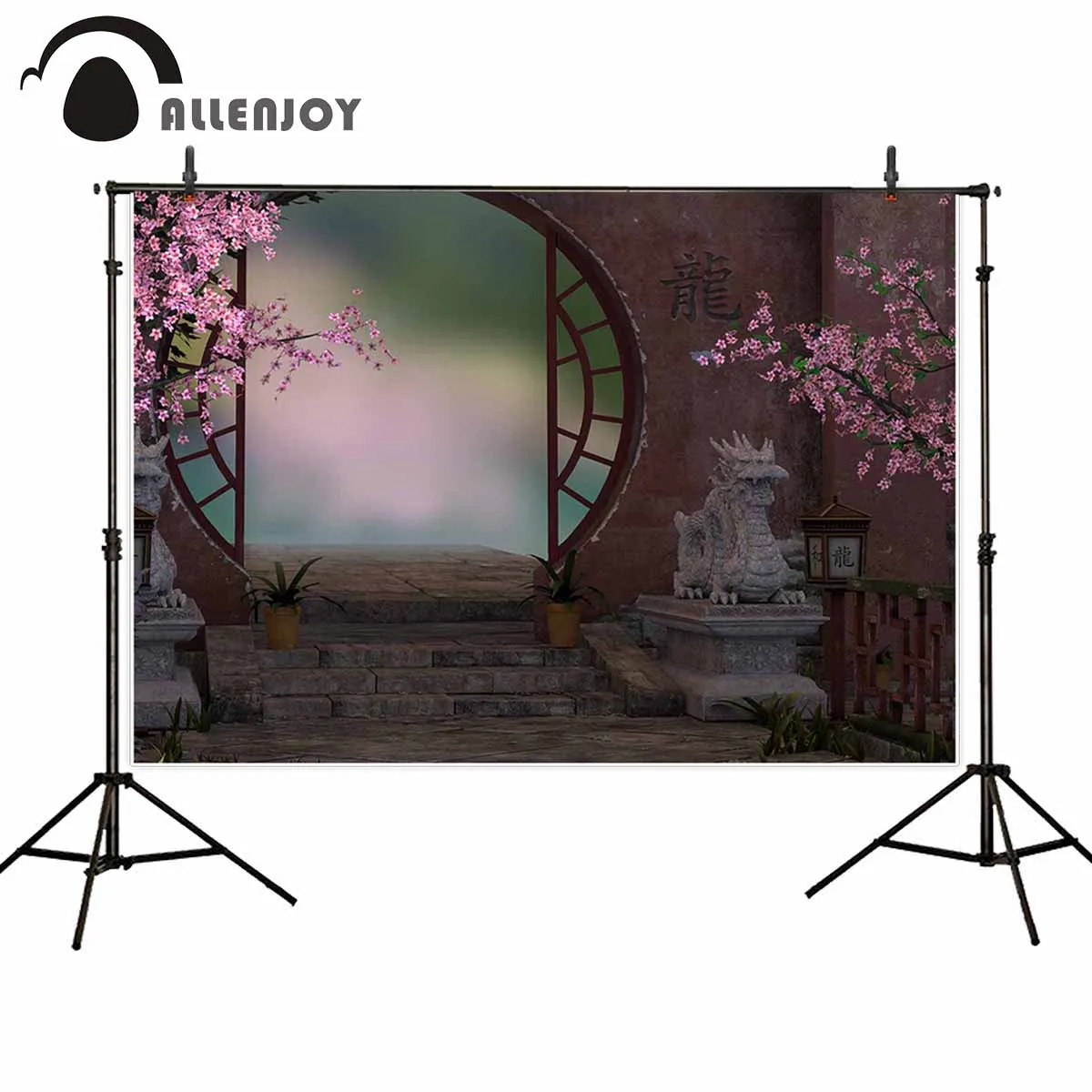 

Allenjoy photo background Chinese style garden door flower photography backdrop shoot prop photobooth photocall for photographer