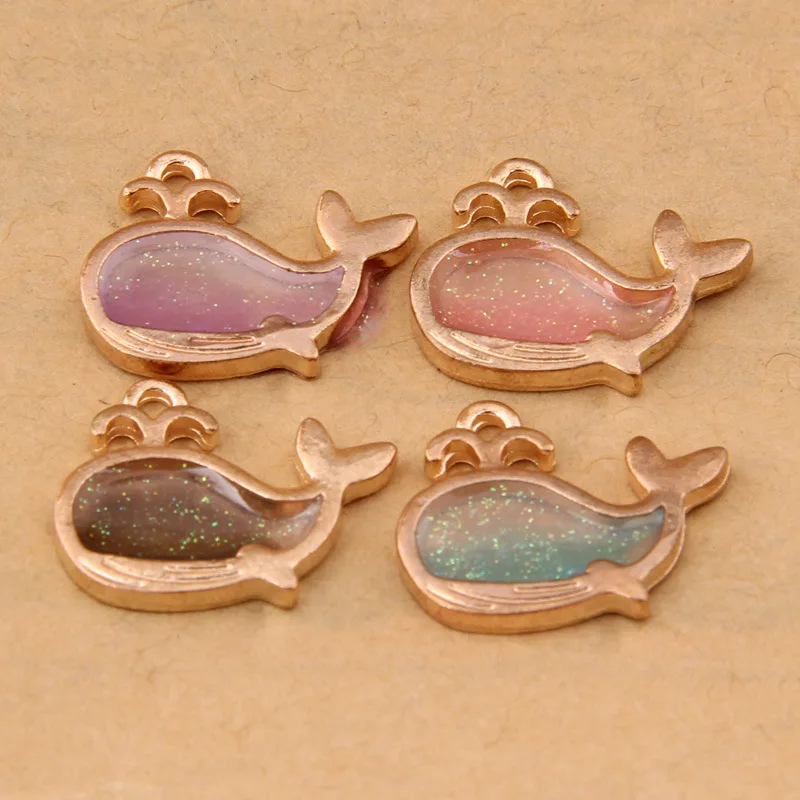 100pcs 20*15mm Q version of the gradient whale jewelry accessories diy earrings pendant