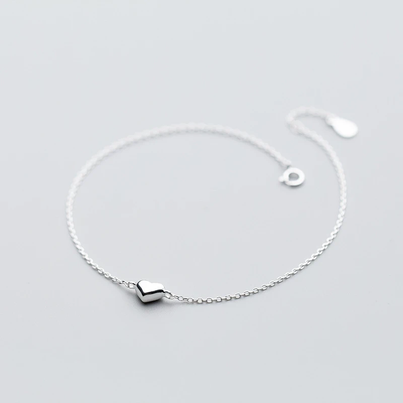 MloveAcc 925 Sterling Silver Romantic Small Heart Charm Anklets for Women S925 Ankle Bracelet Adjustable Length