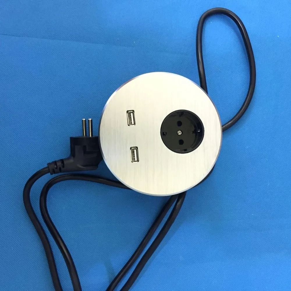 

Aluminum alloy round EU desk power socket.