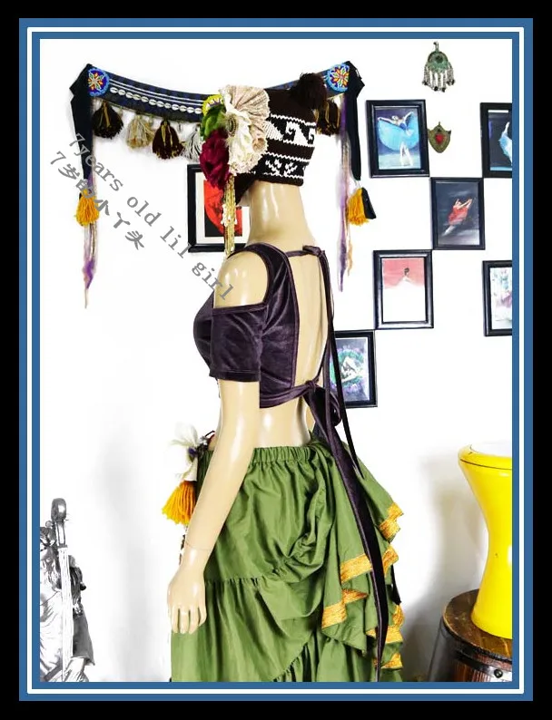 

velvet Fat Chance Tribal Choli Belly Dance Costume Drop Short Sleeve Top FB68-1-1-68