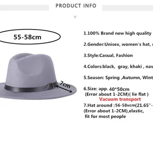 2017 kostenloser Versand von 2017 Neue Modelüter Filz Hut Frauen Fashion Jazz Sommerhut Schwarze Wolle Mischung 6 Hauptverkauf Chapeu XL - №3