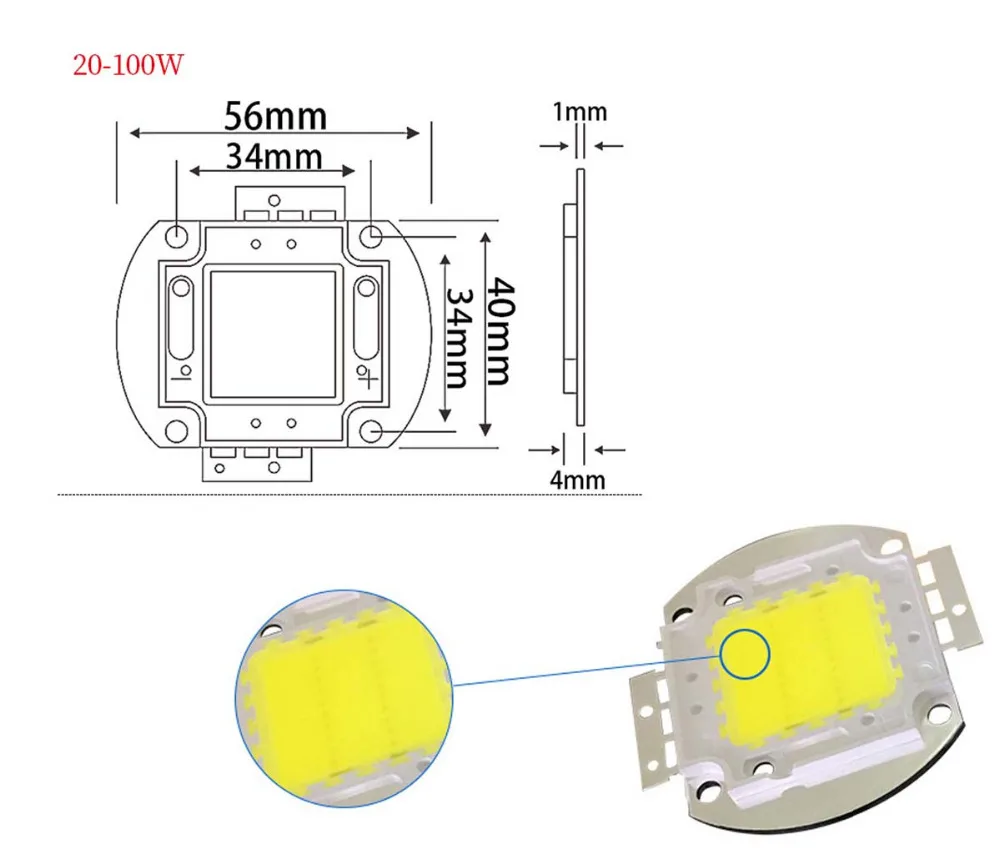 High Power LED Chip 1W 3W 5W 10W 20W 30W 50W 100W COB SMD LED Bead White RGB UV Grow Full Spectrum 1 3 5 10 20 30 50 100 W Watt