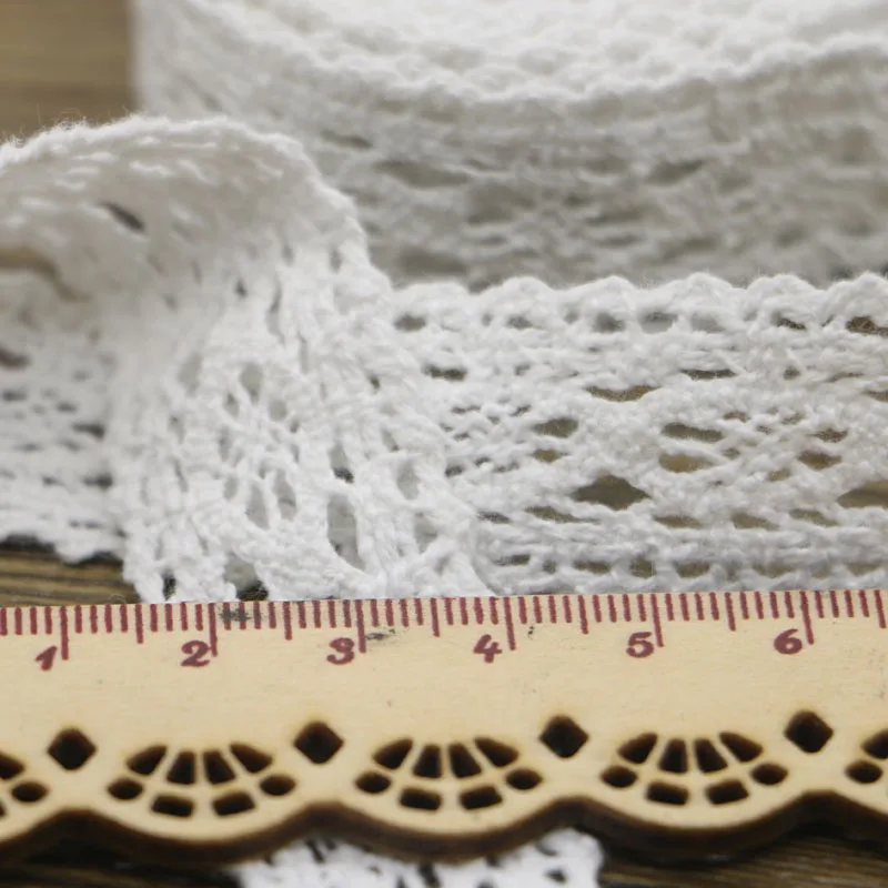 10Y White Beige Cotton Crocheted Lace Fabric Wedding Scrapbook Decration Bridal Ribbon Craft Apparel Sewing Fabric Trims3-5CM