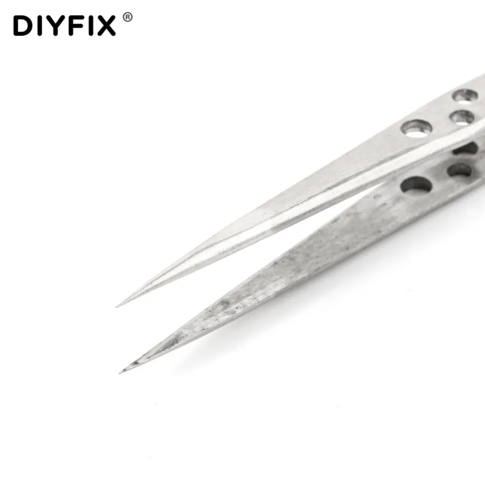 DIYFIX di Precisione Industriale Pinzette Anti-statica Etero Curvo Punte In Acciaio Pinze Riparazione Del Telefono Orologiaio Utensili A Mano Set