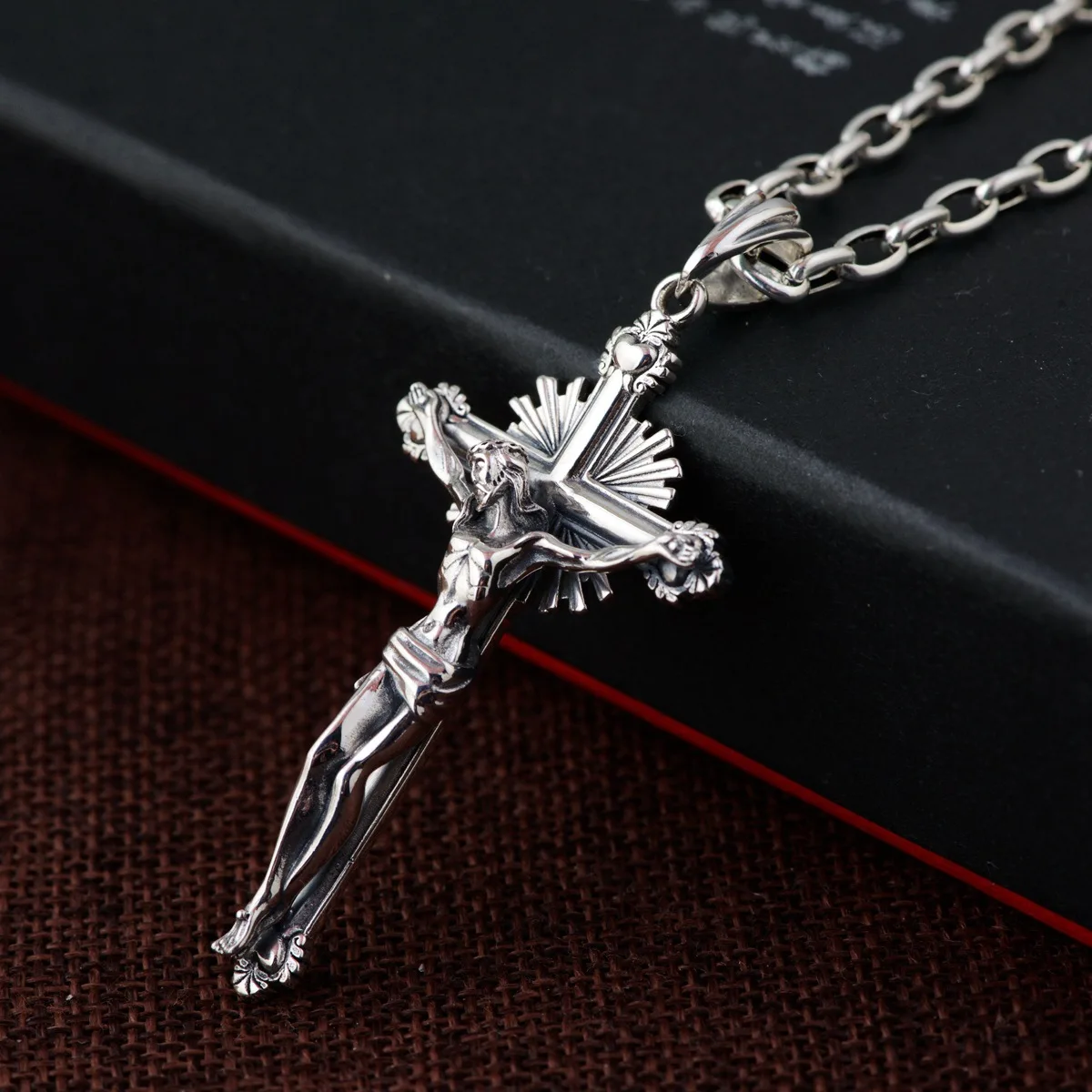 CMAJOR 925 Sterling Thai Silver Men Women Holy Jesus Cross Pendant Only Catholic Prayer Handmade Jewelry Wholesale