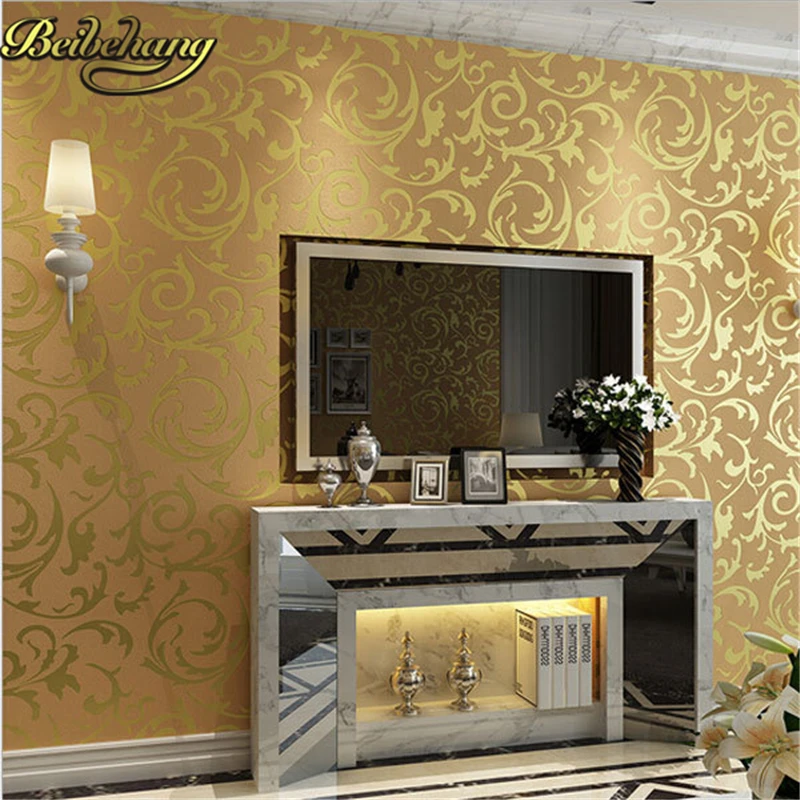 beibehang papel de parede 3D Luxury European Modern Leaf wallpaper for walls 3 d Mural Wallpapers Roll Silver Golden wall paper