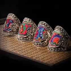 Yunnan Indigenous Vintage Old Miao Embroidery Bracelet Personalized Miao Silver Wide Cuff Bracelet Color Pattern Random
