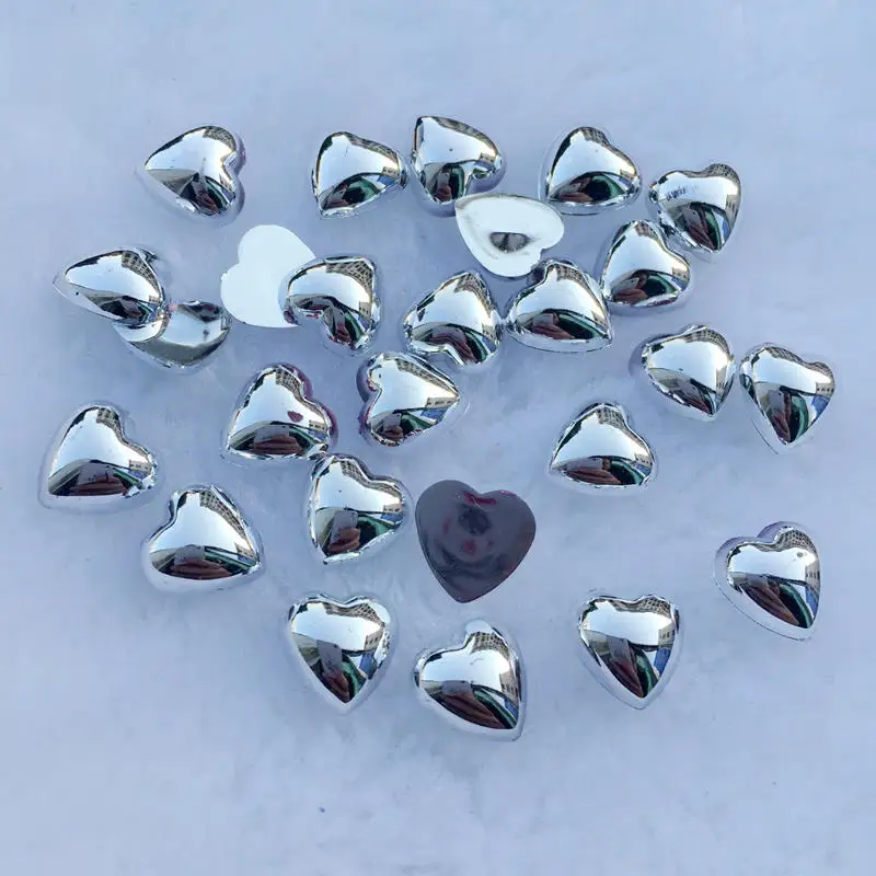 Glitters 30pcs 10mm nail Heart-shaped nail art decoration nail sticker golden silver nail tool -S91