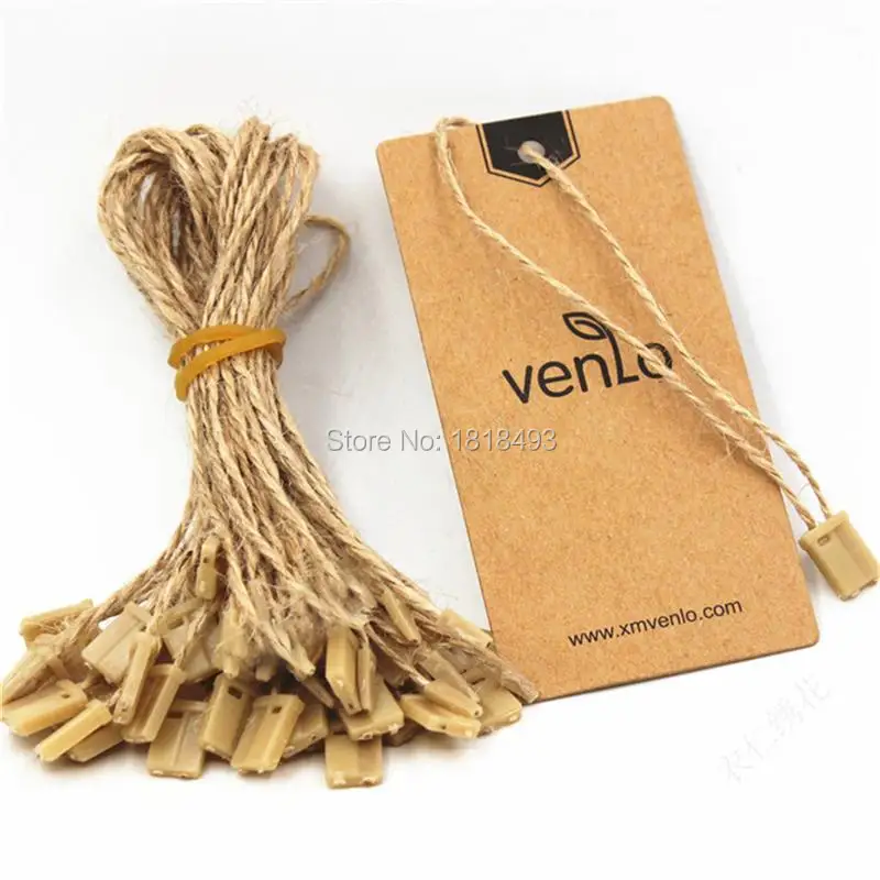 free shipping top-quality thin hemp rope hang tag sling string buckle,brown cords,garment tag line clothing cotton thread