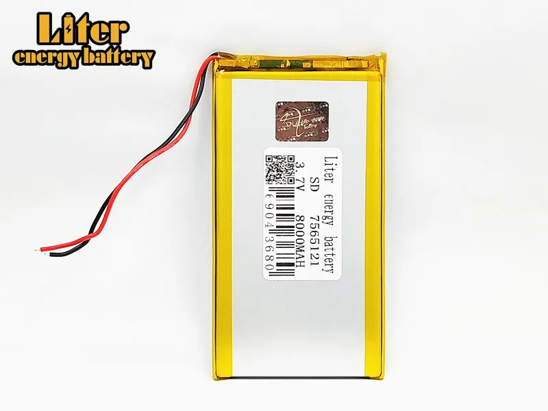 3.7V,8000mAH,7566121 PLIB; polymer lithium ion / Li-ion battery for GPS,mp3,mp4,mp5,dvd,bluetooth,model toy mobile bluetooth