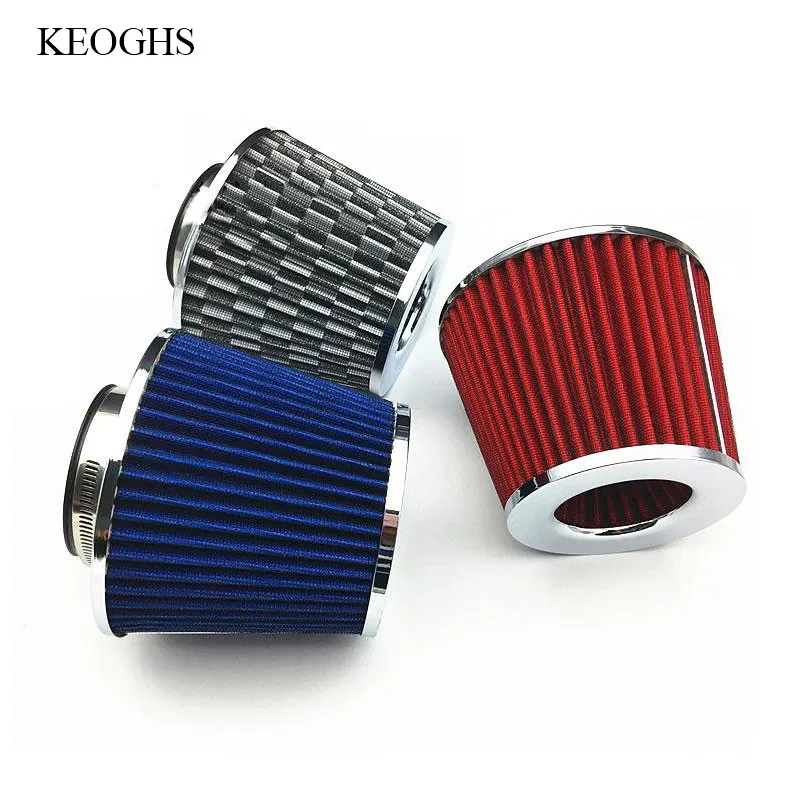 Car Air Filter 75mm Large Air Flow Modified Intake Air Filter Aluminum Tube Connector 1pc