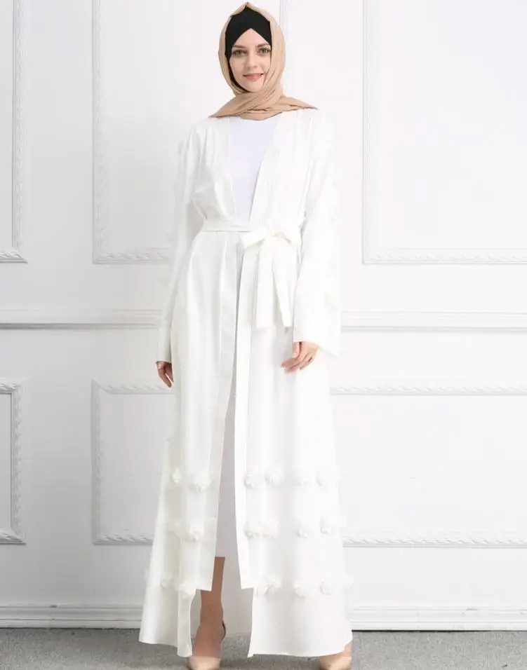 Elegant Full Length Muslim Abaya opened kimono cardigan appliques robes female Dubai Muslims Dress Islamic dress wj1248