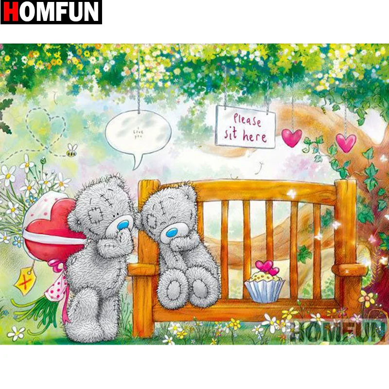 

HOMFUN Full Square/Round Drill 5D DIY Diamond Painting "Cartoon bear" 3D Embroidery Cross Stitch 5D Home Decor A17629