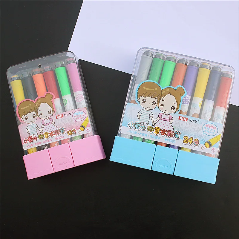 Colorful Kids Art Marker with different cartoon Stamp Pen cap Cute kawaii color Pens School Stationery for children