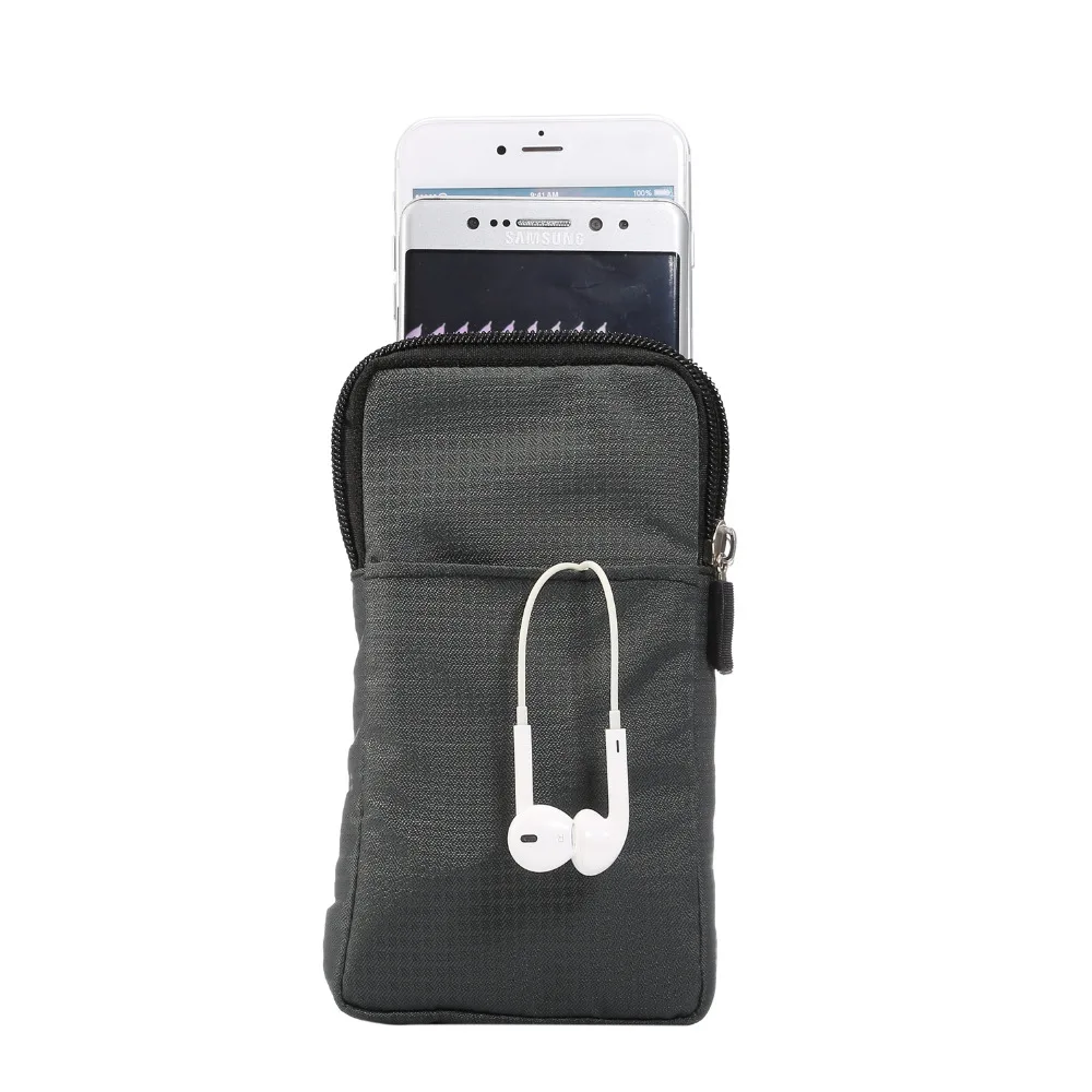 Outdoor 3 Pockets 2 Zippers Universal Phone Pouch Wallet Belt Clip Bag for Samsung Galaxy S7 S6 edge S5 S4 S3 Note 7 5 4 3 Case