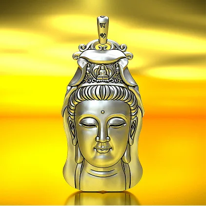 

Guanyin sterling silver pendant silver jewelry gift to send factory direct free shipping