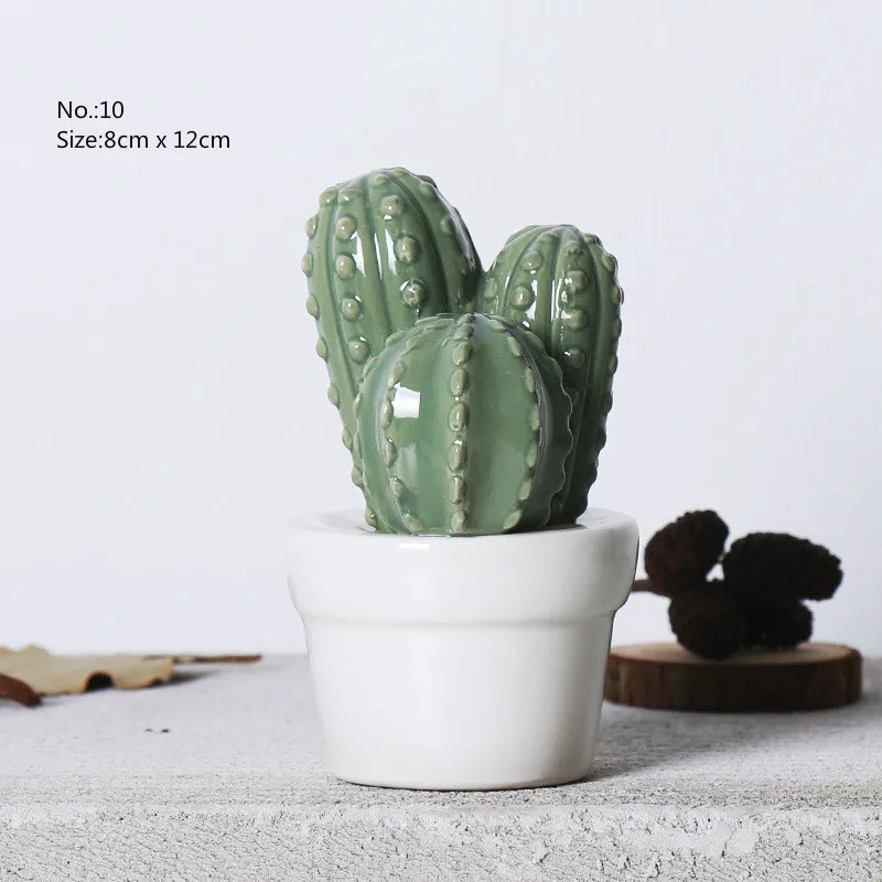 Nordic Home Furnishing jewelry ceramic Cactus glazed decoration simulation ceramic emulation Cactus Figurines crafts home decor
