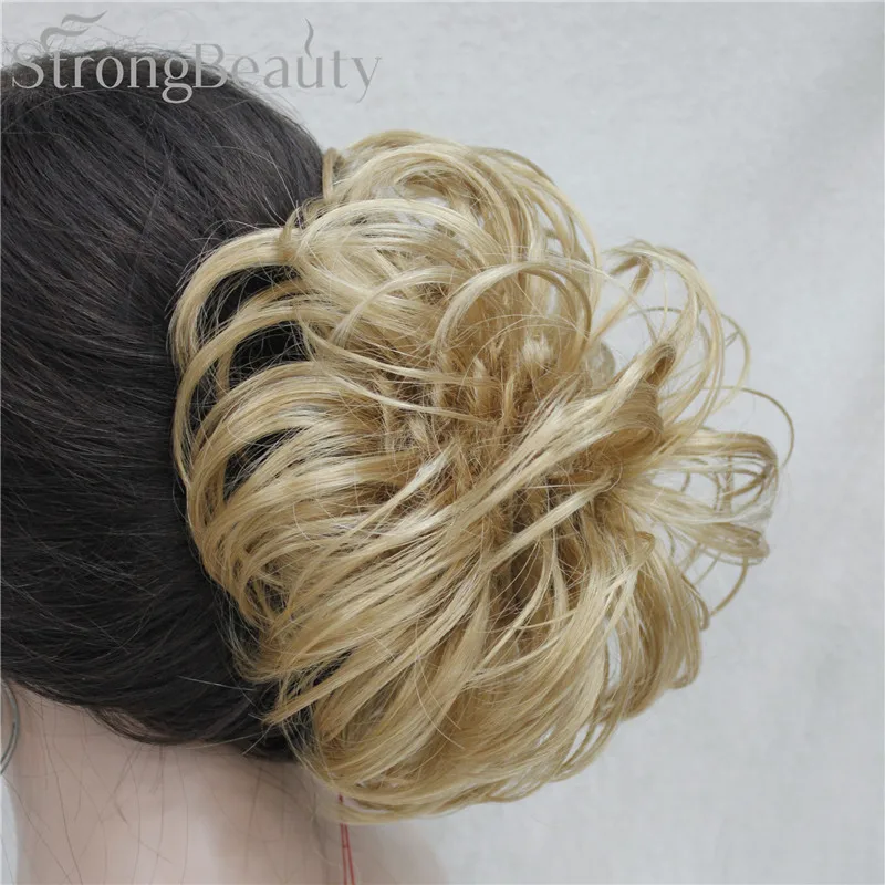 StrongBeauty Short Synthetic Chignon Bun Hair Blonde Black Flower Hairpieces Extension