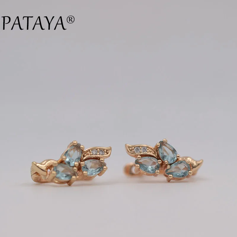 PATAYA Romantic Butterfly CZ Dangle Earrings 585 Rose Gold Color Natural Cubic Zirconia Jewelry Women Bohemian Drop Earring