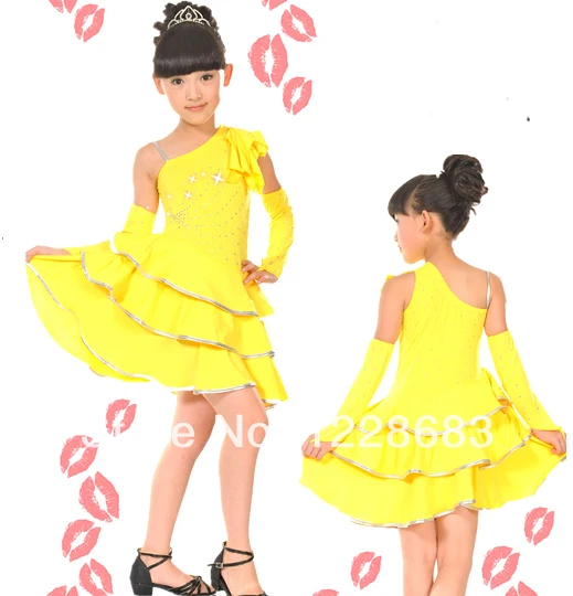 Vêtements de danse latine pour enfants, tenue de danse inégale pour filles