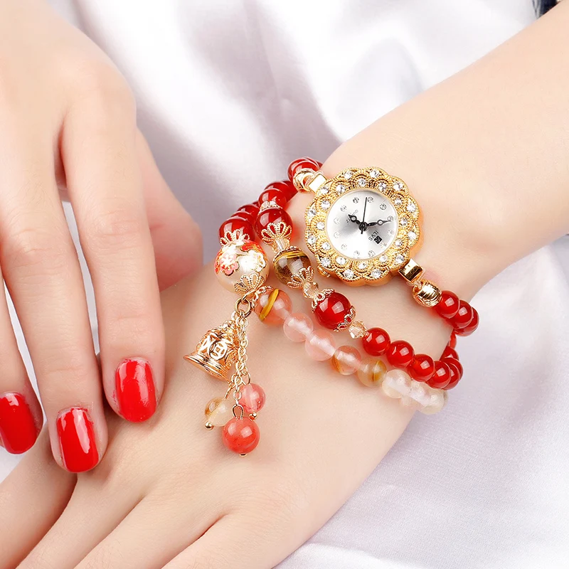 

2019 new women Coloured Bracelet watch ladies fashion waterproof Amethyst Garnet Red Agate Quartz Watch