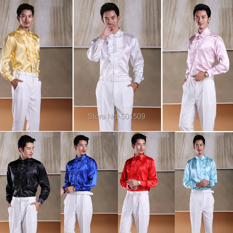 white/black/red/blue/ ruffles tuxedo shirts party/event shirts