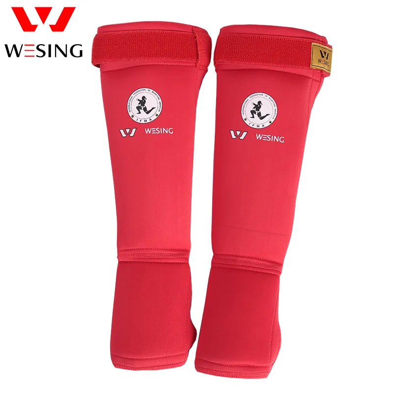 WESING Muay Thai Shin Instep Guard Athletes Trianing Knee Protector Approved IFMA Muay Thai Boxing Sanda Leg Pads Men