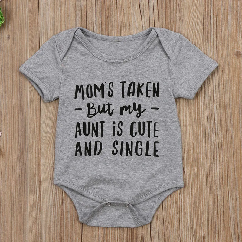 

Shirerty Newborn Baby Girl Boys Aunt is Cute Clothes Summer Letter Short Sleeve Cotton Baby Jumpsuit Outfit Sunsuit