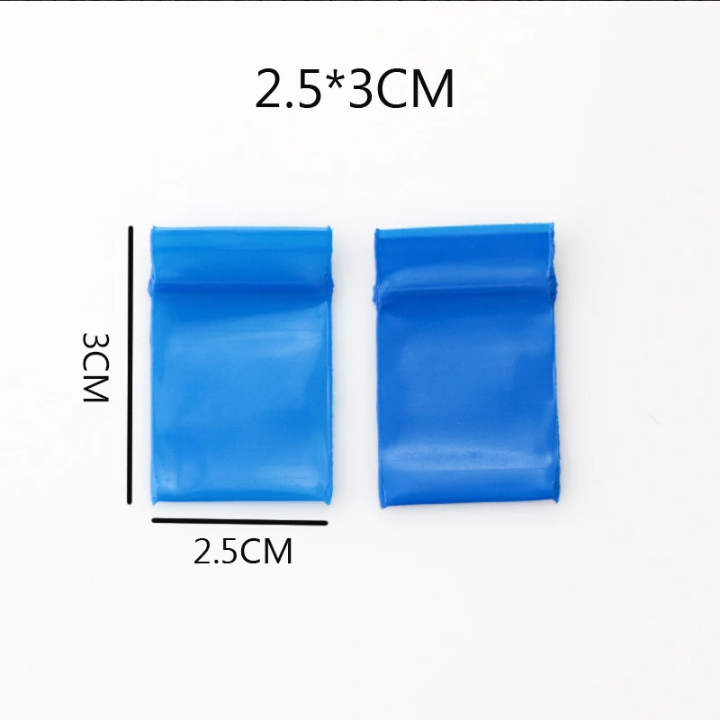 300pcs/lot 2.5x3cm Thick Blue Zip Bag jewelry Beads packaging Bag ziplock plastic bags mini self seal zip lock bags