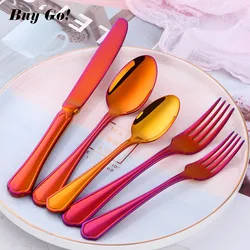 20/30PCS Stainless Steel Luxury Cutlery Set Orange Red Flatware Set  Rainbow Gold  Knife Fork Spoon Set Tableware Set Dinnerware