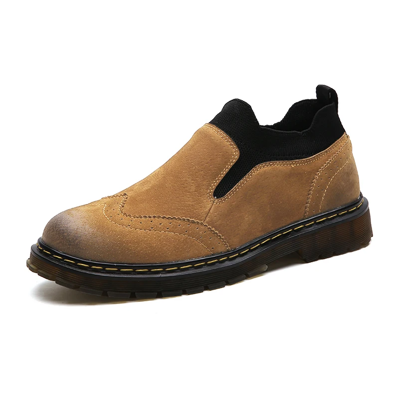 

Martin Boots Men's Low Cut Leather British Wind Brock Socks Mouth Men's 2018 Winter Plus Velvet Boots Men's Leather Shoes