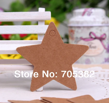 6*6cm ( With cord) NEW Star Shape paper tags blank paper Label hang tag Bookmark (SS-7111-1)