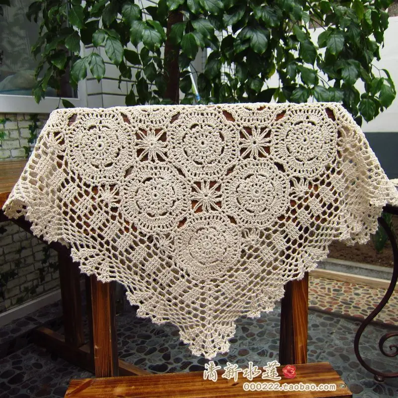 Fashion design hook needle crochet sofa cover 100% cutout cotton knitted table cloth  universal cover towel square