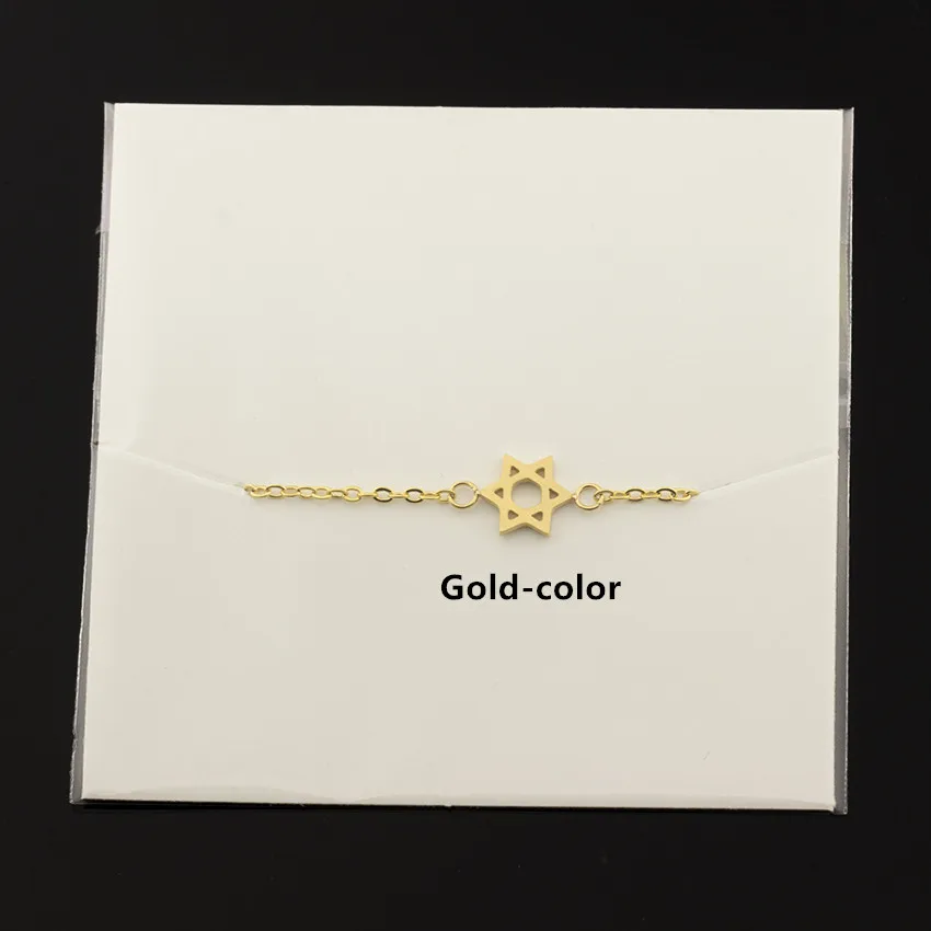 Stainless Steel Jewelry Gold Color Chain Pulseras Vintage Mujer Jerusalem Magen Star OF David Charm Bracelet Femme Jewish