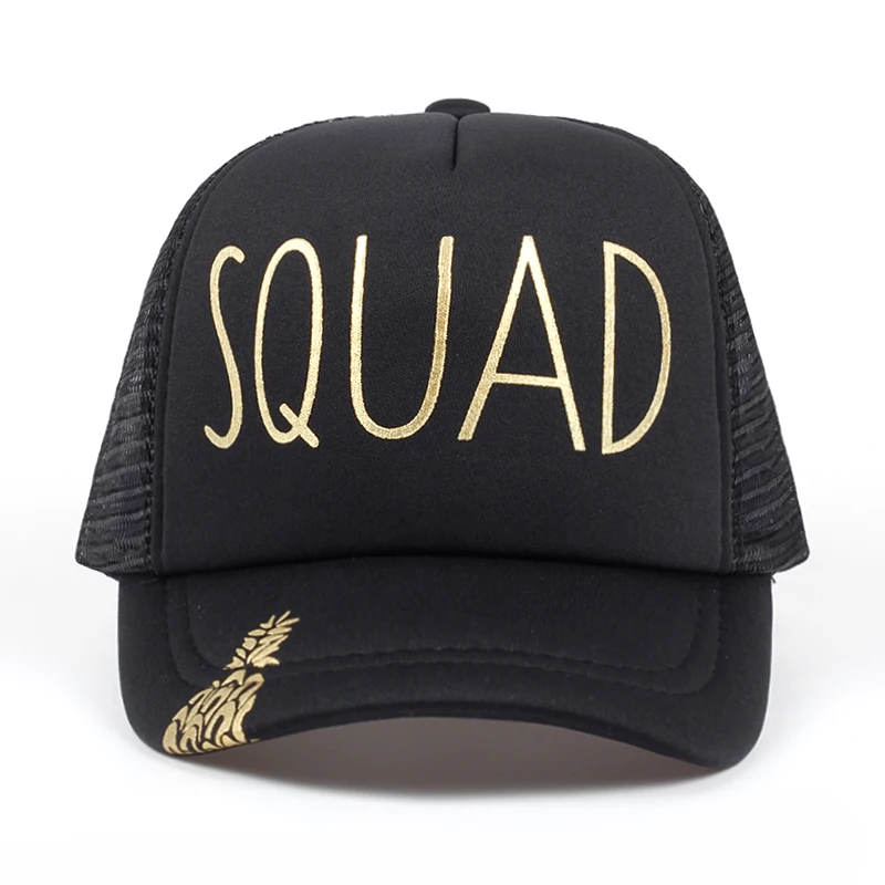 pineapple BRIDE SQUAD Baseball Caps Golden Print New Style Hats Women Wedding White Black Bachelor party Summer Lovers Hats