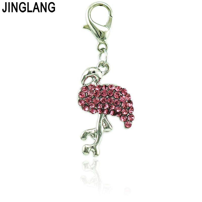 JINGLANG Mix Sale Fashion Lobster Clasp Charms Dangle Twenty-four Rhinestone Pattern Charms DIY For Jewelry Making Accessories