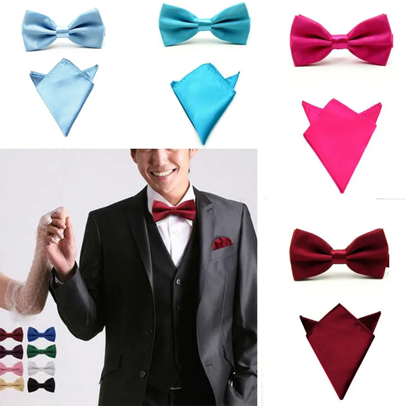 

HOOYI 2019 Polyester Tie set Bow Ties for Men Necktie Pocket square Wedding Bowtie Handkerchief Mariage Butterfly towel