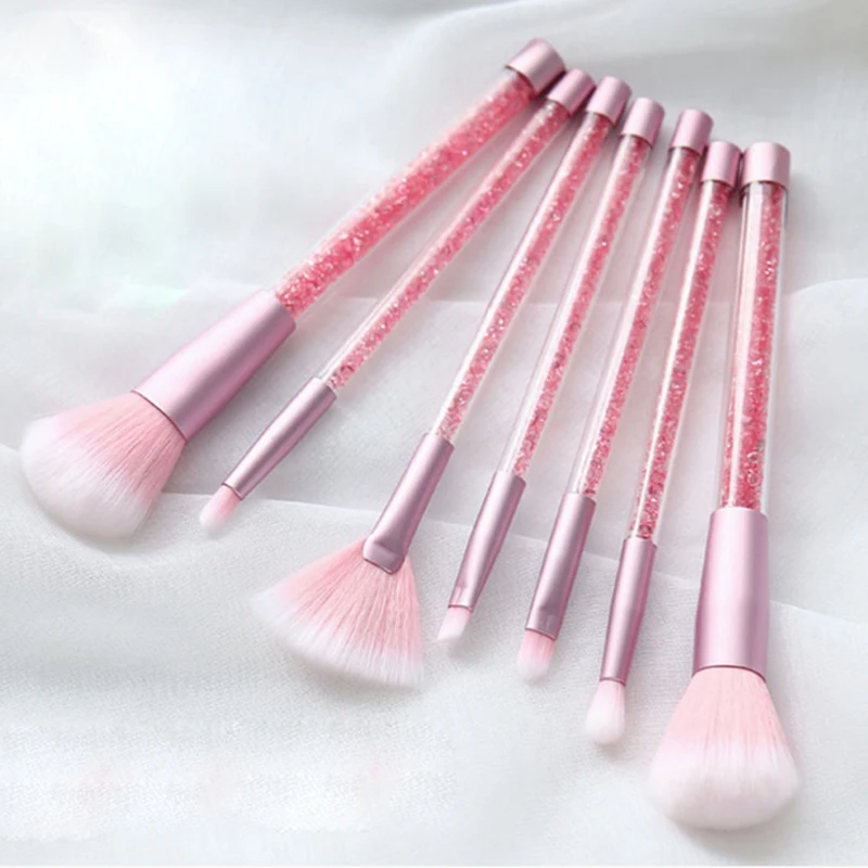 7pc Rhinestone Glitter Crystal Makeup Brush Set Diamond Pro Highlighter Brushes Concealer Make Up Brush Mermaid Brush Gift