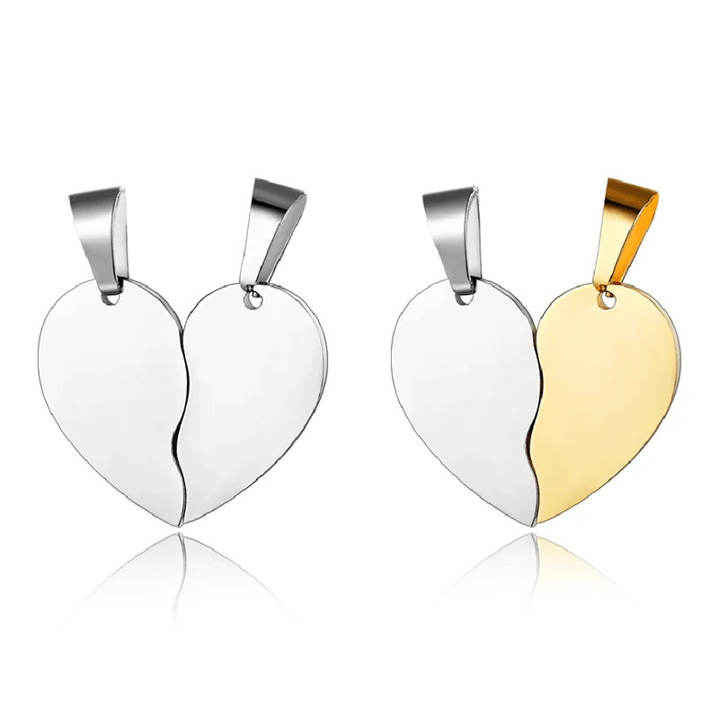 Best friend charm necklace gold silver color simple stainless steel heart pendant female unisex couple birthday gift have gifts