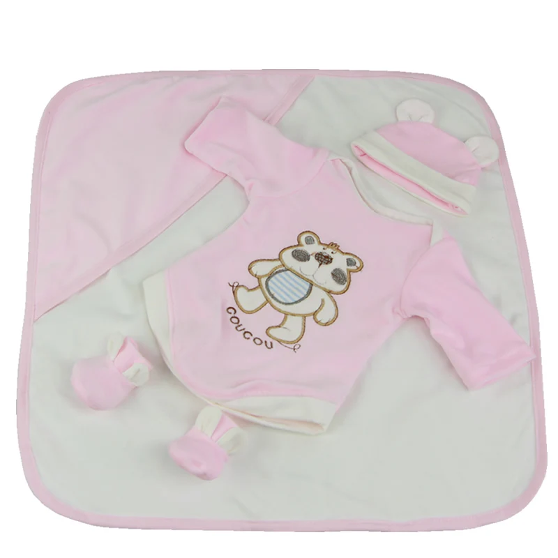 High Quality Baby Girl Clothes sets Pink Color Suit for 17 inch Reborn Baby Doll With Panda Doll Accessories