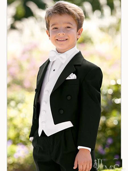 

Top sell/Free shipping/Custom Made Kid suits Notch Collar Children black Wedding Suit Boys Attire(Jacket+Pants+Tie+Waistcoat)