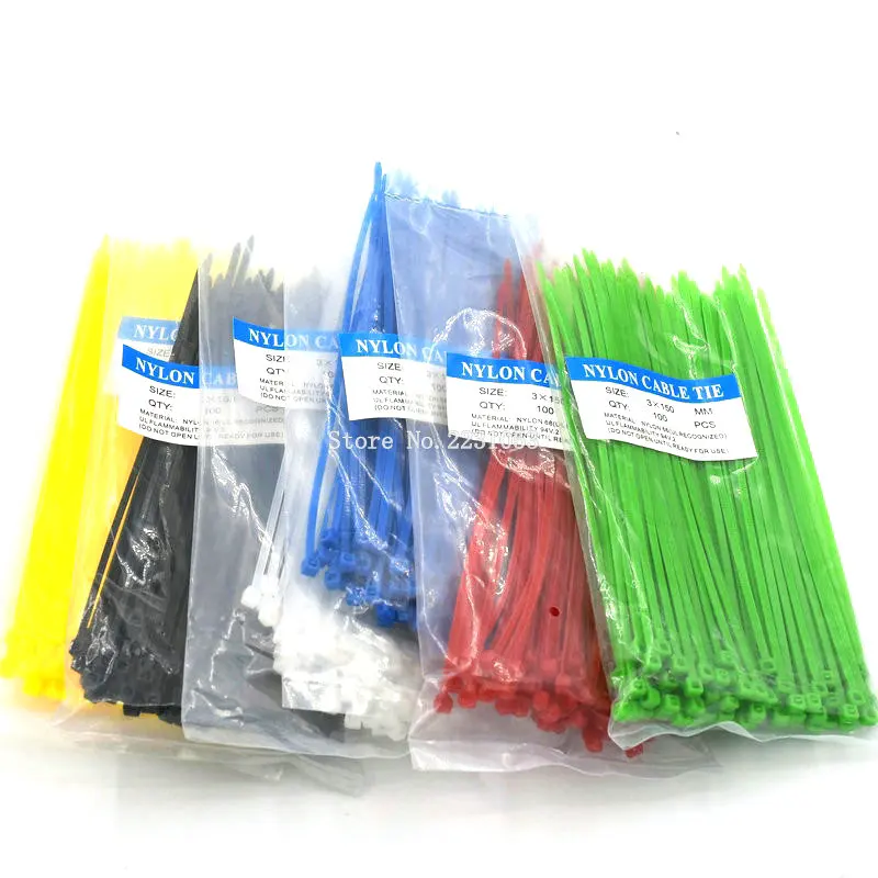 100PCS/Pack 3*150mm width 2.5mm Colorful Factory Standard Self-locking Plastic Nylon Cable Ties Wire Zip Tie