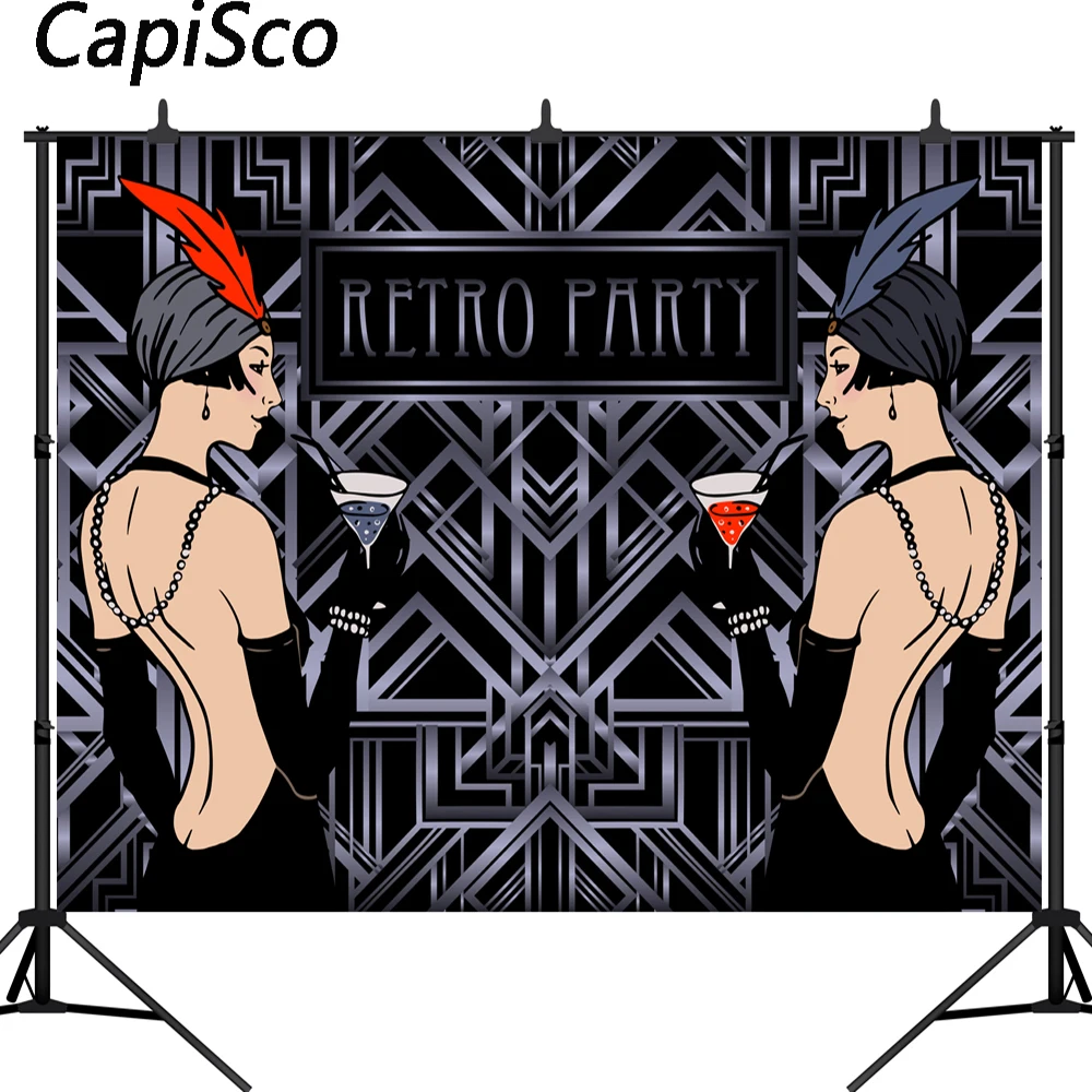 

Capisco The Great Gatsby Backdrop Retro Party Theme Decoration 80s 90s dance Banner Photography Background for Photo Studio