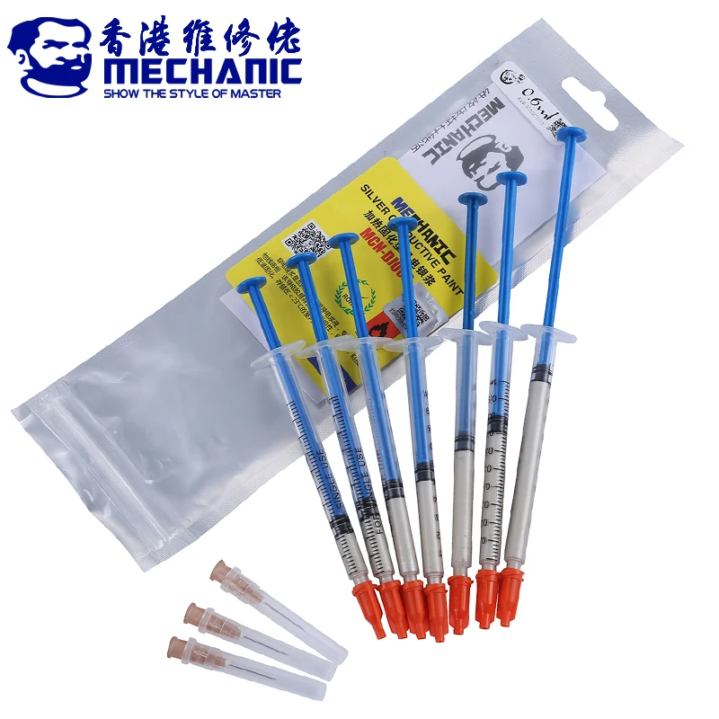 

MECHANIC Silver Conductive Glue Wire Electrically Paste Adhesive Paint for Electronic Circuit Board PCB Repair 0.2/0.5/0.6/1.0ML